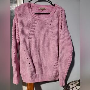 Serpentine Pink Chenille Sweater Womens Medium Chunky Knit Cozy Crew Neck Soft